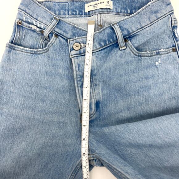 Abercrombie & Fitch The Dad High Rise Asymmetrical Button Fly Jeans Sz 25 Short - Picture 5 of 9